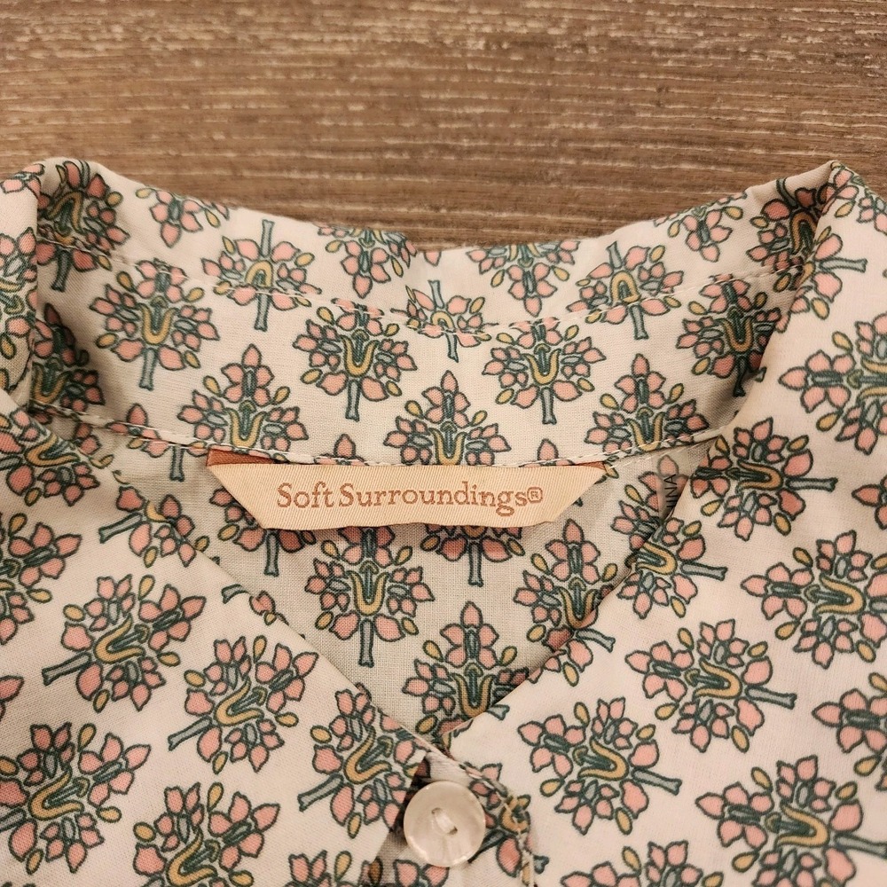 Soft Surroundings Tabitha Tunic Blouse S Cotton Paisley Prairie Boho Cottagecore - Picture 4 of 12